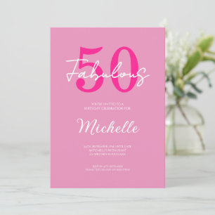 Modern 50 och fantastisk rosa 50-årsfest inbjudningar