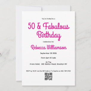 Modern 50 och fantastisk rosa 50-årsfest inbjudningar