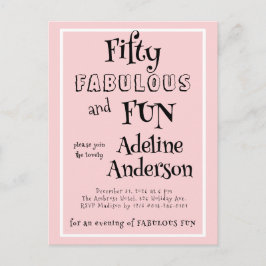 Modern 50 och fantastisk rosa 50-årsfest vykort