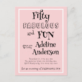 Modern 50 och fantastisk rosa 50-årsfest vykort