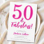 Modern 50 och fantastisk rosa 50-årsfirande inbjudningar<br><div class="desc">Femtio och fantastisk skrift minimal rosa och svart modern 50-års inbjudan som du kan anpassa och skicka ut för din femtioårsfirande. Orden "Femtio och fantastisk" är satta med populär typografi. Textfärgerna kan ändras med hjälp av redigeringsmenyn.</div>