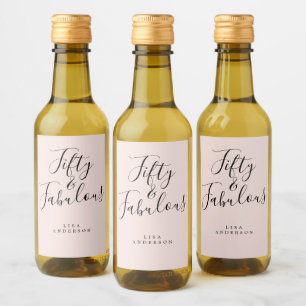 Modern 50 snyggt Rosa, anpassat namn 50:e födelsed Vinetikett