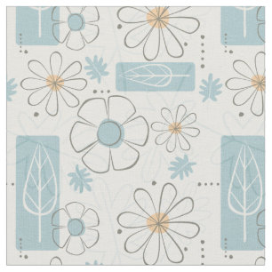 Modern 50s-Blommigt i mitten av århundradet Skriv Tyg