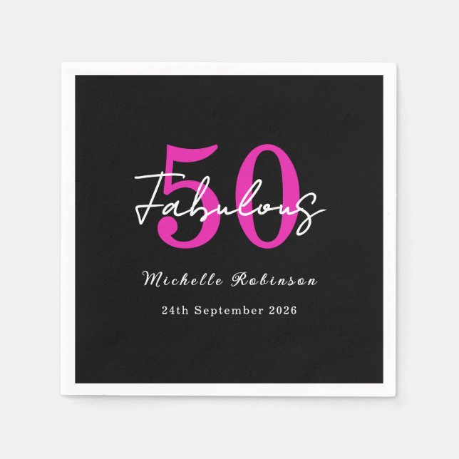 Modern 50th Birthday 50 and Fabulous Party Pappersservett (Framsidan)