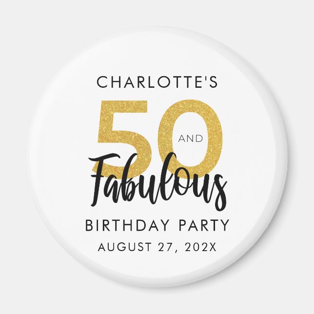 Modern 50th Birthday Party Script Custom Swag Magnet (Framsidan)