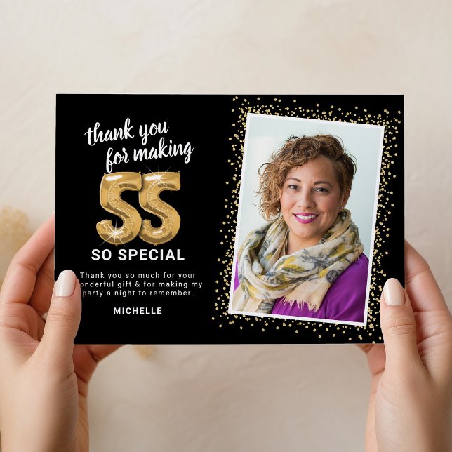 Modern 55:e födelsedagsfoto tack kort (Skapare uppladdad)