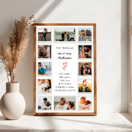 Modern 5-årsjubileum Anpassad fotokollage Poster