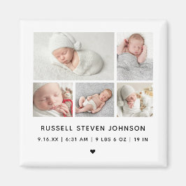 Modern 5 bilder på rutnät Födelse Tillkännagivande Magnet