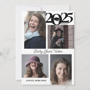 Modern 5-foto 2025 Studenten-aviseringskort Meddelande
