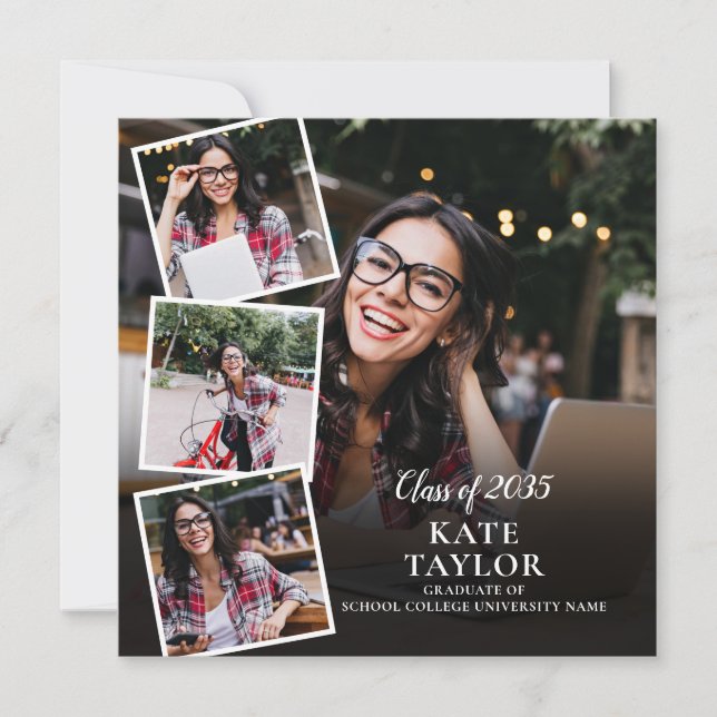 Modern 5-foto-Studenten-meddelande Inbjudningar (Framsida)
