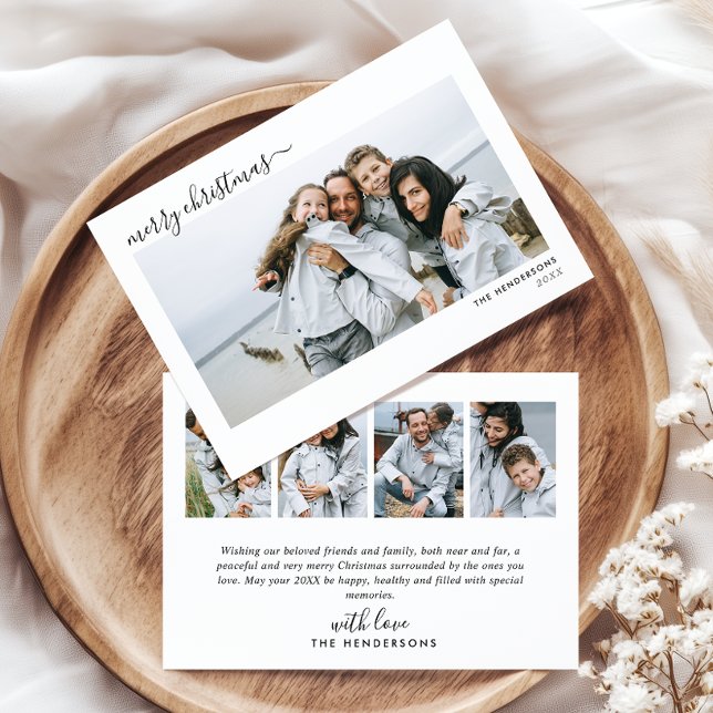 Modern 5-fotohandskript God jul Julkort (Skapare uppladdad)