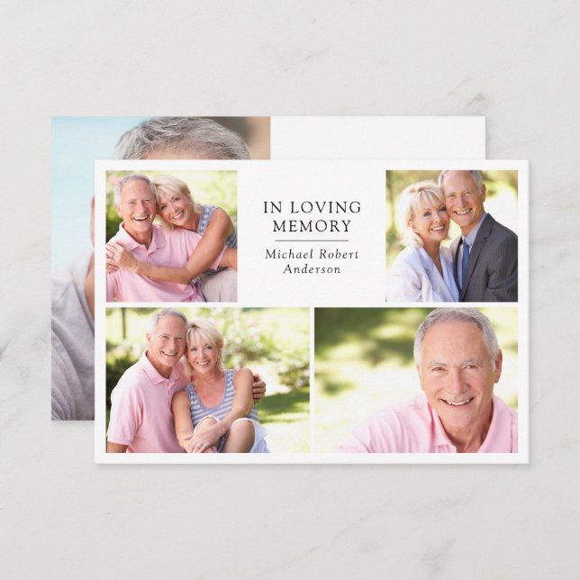 Modern 5 fotokollage-begravning tack kort (Fram/baksida)