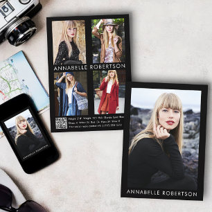 Modern 5-fotomodellskådespelare QR-kodkompositkort Inbjudningar