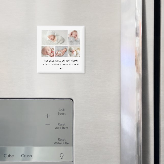 Modern 5 Fotos på Rutnät Födelse Tillkännagivande Magnet (In Situ (Fridge))