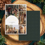 Modern 5 Photo Collage Arch God jul Photo<br><div class="desc">Öka dina semesterhälsningar med vårt Foil Helgdag Card. Visar en vacker 5-fotokollage och ett snyggt överlägg på det översta lämnat fotot, som markeras med "God jul" i luddig kalligrafi av guld-folie. Anpassa den med din familj namn och år i chic typografi. Baksidan har en djup grönt med charmig polka dots....</div>