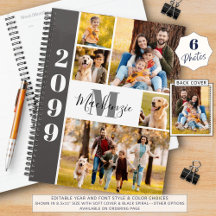 Modern 5 Photo Collage Monogram Namn