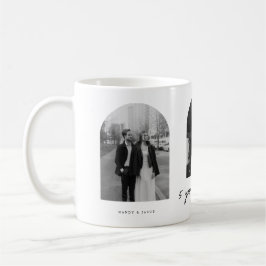 Modern 5 Year Anniversary 3-Photo Wedding Couple Kaffemugg