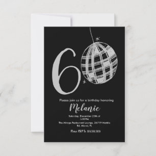 Modern 60-års Script Bold Black Disco Glitter Inbj Inbjudningar