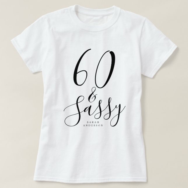 Modern 60-bitars anpassade namn 60:e födelsedagsgå t shirt (Design framsida)