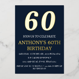 Modern 60:e födelsedag, blå guldfärgad QR-kod