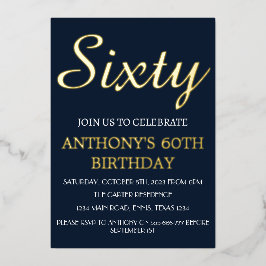 Modern 60:e födelsedag, blå guldfärgad QR-kod