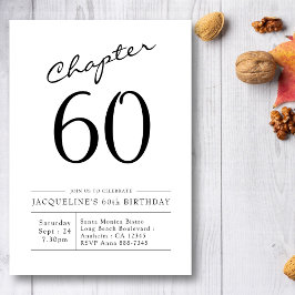 Modern 60:e födelsedag svart, vitt kapitel 60 inbjudningar