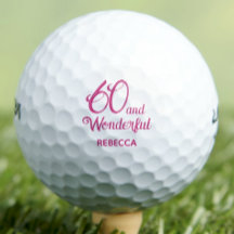 Modern 60:e födelsedagsfesten enkel rosa golf boll