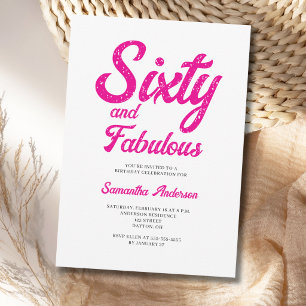Modern 60 och fantastisk rosa 60-årsfest inbjudningar