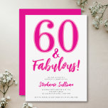 Modern 60 och fantastisk rosa 60-årsfest inbjudningar<br><div class="desc">Sextio och fantastisk skrift,  minimal rosa och svart modern 60-års inbjudan som du kan anpassa och skicka ut för din sextioårsfirande. Orden "Sextio och fantastisk" är satta med populär typografi. Textfärgerna kan ändras med hjälp av redigeringsmenyn.</div>