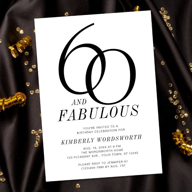 Modern 60 och fantastisk sextioårsfest inbjudningar (Skapare uppladdad)