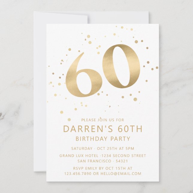 Modern 60th Sixty Birthday Photo Gold Glitter Inbjudningar (Framsida)
