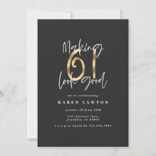 Modern 61:a födelsedag svart och guld typografi
