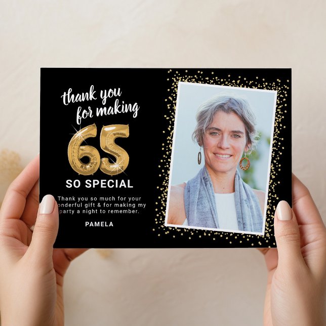 Modern 65-års födelsedagsfoto tack kort (Skapare uppladdad)