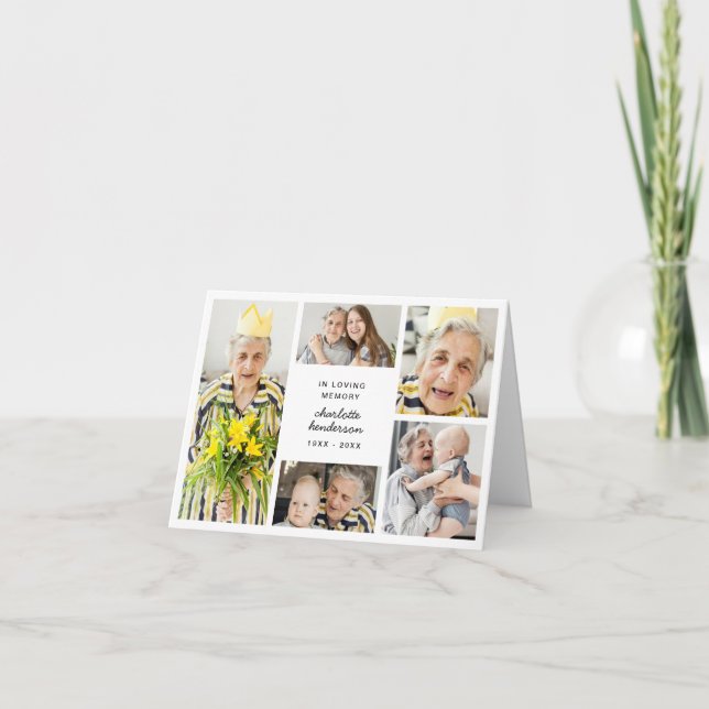Modern 6-foto Begravning/Sympati Vikt Tack Kort (Framsida)