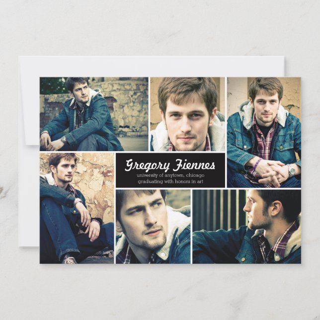 Modern 6-foto-Studenten-meddelande Inbjudningar (Framsida)