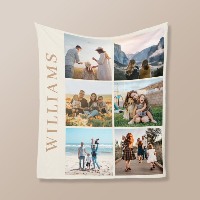 Modern 6-fotokollage fleecefilt (Skapare uppladdad)