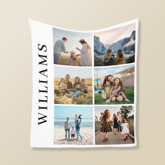 Modern 6-fotokollage fleecefilt (Skapare uppladdad)