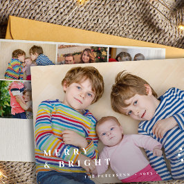 Modern 6 fotokollage vit typografi jul julkort