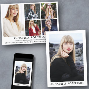 Modern 6-fotomodell och Actor Comp Card Inbjudningar