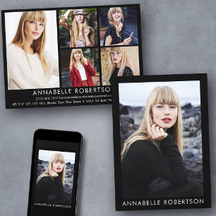 Modern 6 fotomodell och Actor Comp Card Inbjudningar