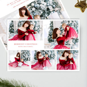 modern 6 multi-Photo Collage RED god jul Julkort
