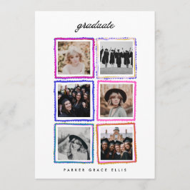 Modern 6 Photo Collage Frames Graduate High School Meddelande