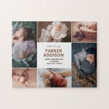 Modern 6 Photo Collage Grid Newborn Baby Birth Ann