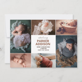 Modern 6 Photo Collage Grid Newborn Baby Birth Meddelande