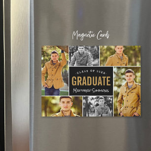 Modern 6 Photo Collage Tillkännagivande för studen Magnetisk Inbjudningskort