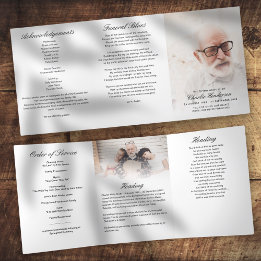 Modern 6-sidig Trifold 2-foto begravningsprogram