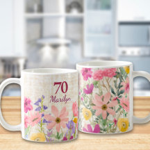 Modern 70-årspresent för henne - Blommig linne