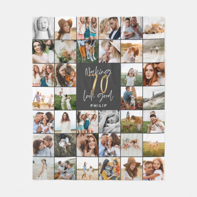 Modern 70-dagars multifotoskriptpresent fleecefilt (Framsidan)