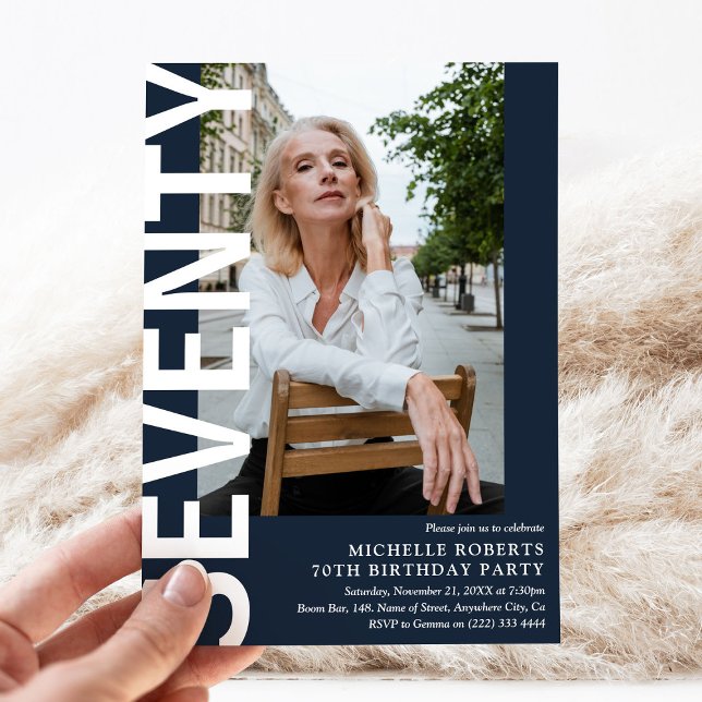 Modern 70:e Födelsedagsfesten av 70-årsjubileet-fo Inbjudningar (Skapare uppladdad)