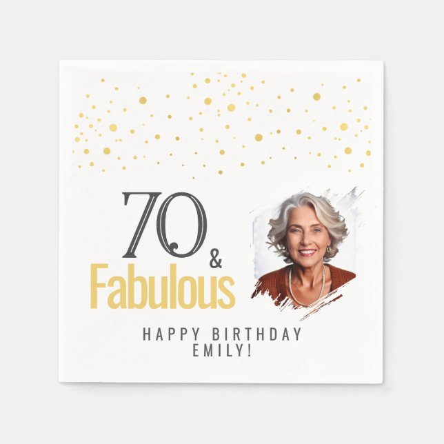 Modern 70- och Fabulous Birthday Photo Pappersservett (Framsidan)